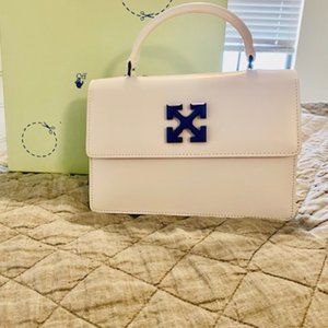 OFF WHITE HANDBAG IN STARK WHITE AND ROYAL BLUE CLASP